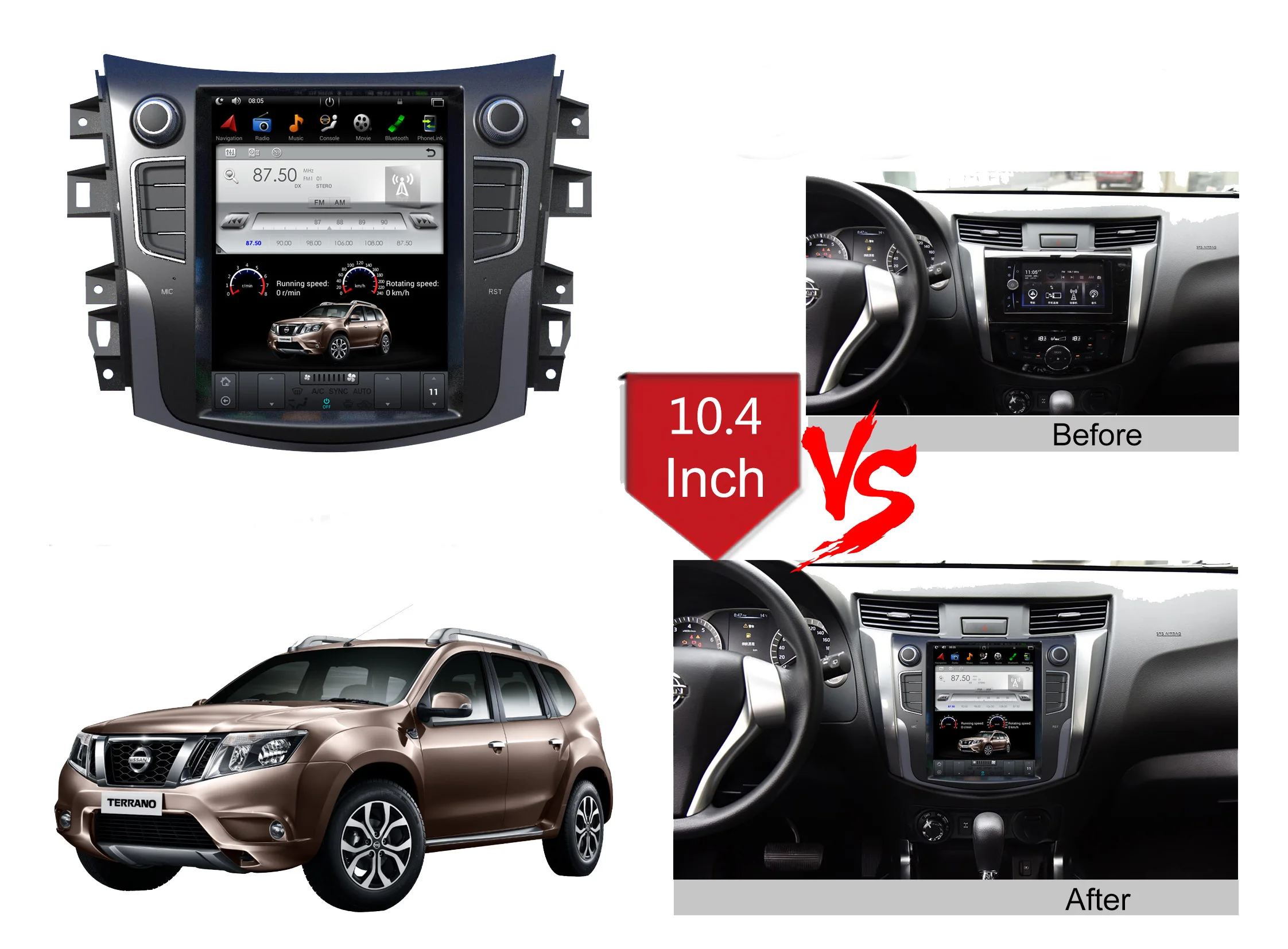 Вертикальный Автомобильный GPS-навигатор в стиле Tesla Android 9 0 для NISSAN NAVARA 2014-/NP300