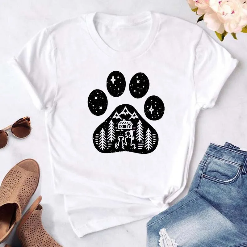 Новая футболка Maycaur с принтом любящих сердец собак лап женская мультяшным
