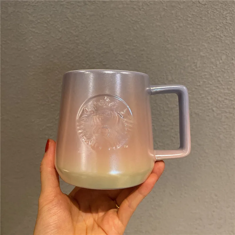 

2021 Children's Day Gift Gradient Plaid Double-layer Coffee Cup Aurora Colorful Gradient Durian Straw Stainless Steel Mark