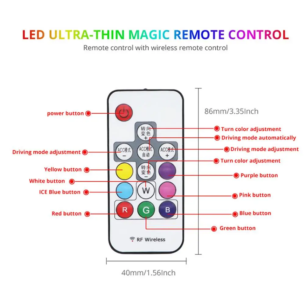 

APP Controlled 60CM Ultra-thin Flexible Car LED Light Strip Colorful Decorative Lights Daytime Running Lights Waterproof Lights