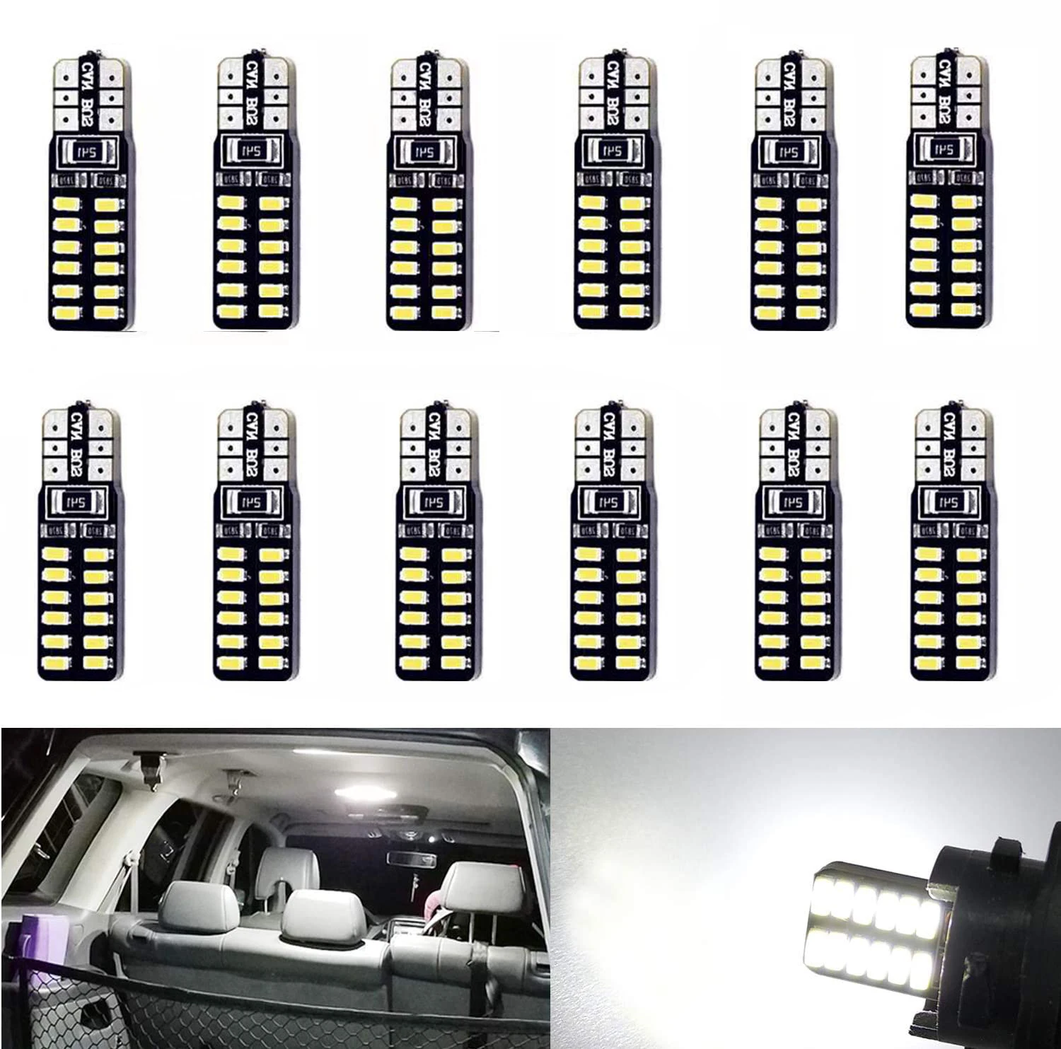 

10/2pcs Car T10 LED 194 168 W5W 3014 SMD 24 LED Auto Clearance Light Parking lamps Side Light Bulb DC12V