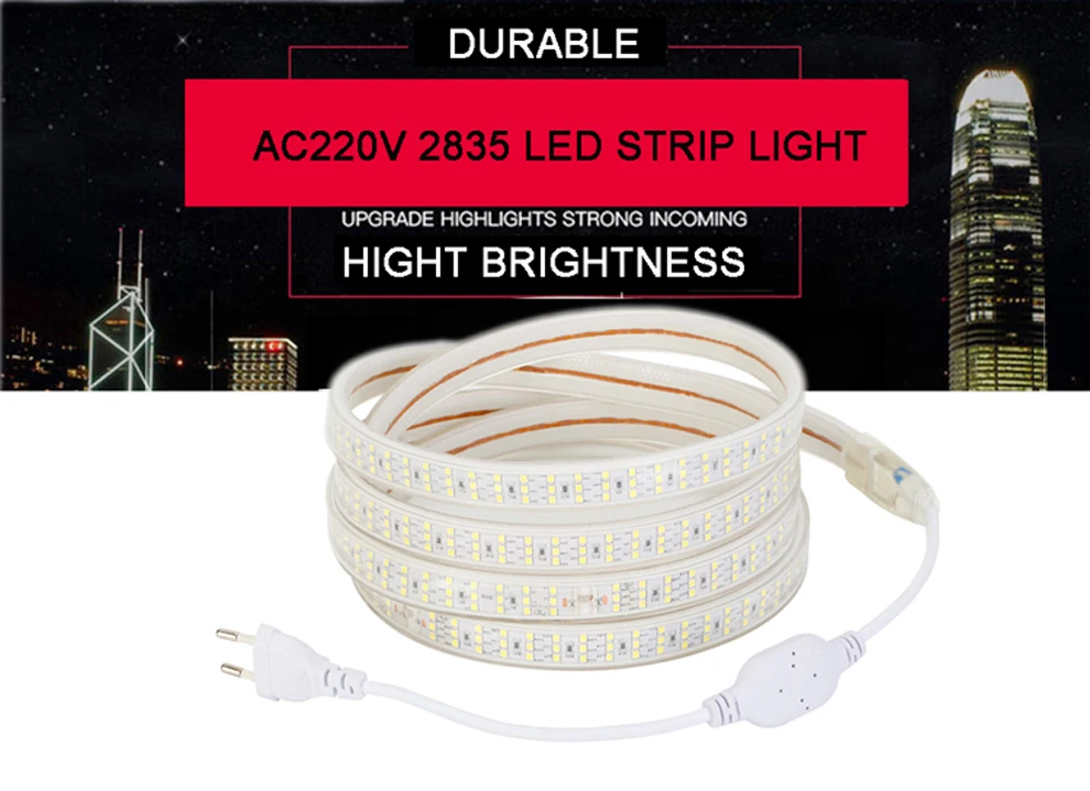 276 светодиодный s/m SMD 2835 Светодиодная лента 220 В лампа водонепроницаемый трехрядный светодиодный ленточный светильник гибкий светодиодный светильник уличная декоративная подсветка