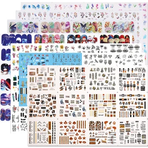 Переводные наклейки для ногтей, снежинки, цветочные геометрические, 12, дизайнерские наклейки для ногтей, набор, украшение для маникюра