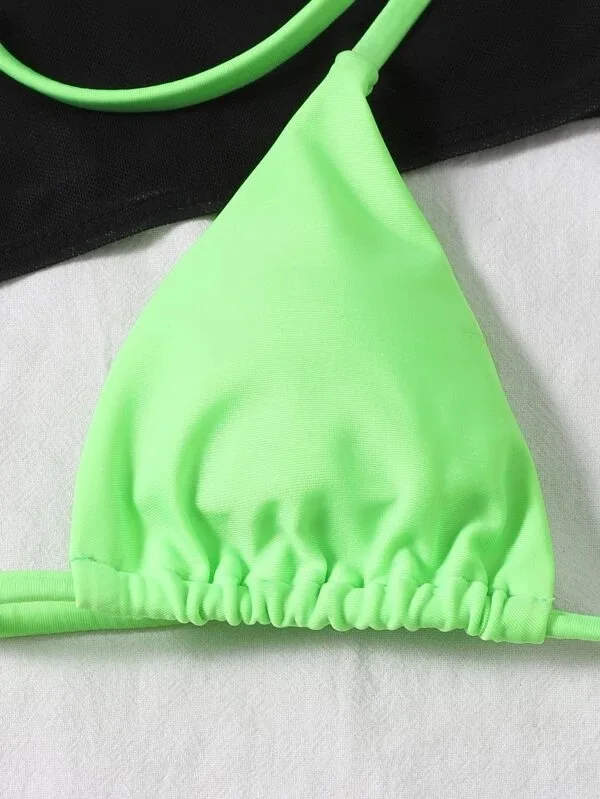 

2021New Sexy Women Summer Swimwear Bikini Set Bra G-String Thong Beach Triangle Swimsuit Push-up Bra 4 Pieces Bandage Beachwear