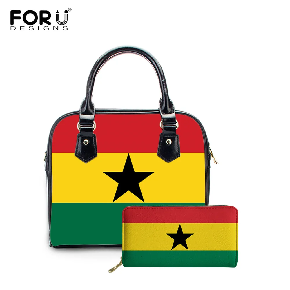 

FORUDESIGNS Fashion Women Handbag Multifunctional Travel Bag Pu Leather Waterproof Female Crossbody Bag Ghana Flag Printing Bags