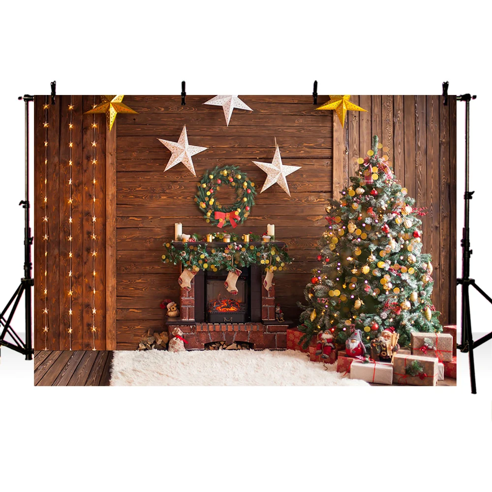 Christmas Backdrop for photography Twinkle Little Star Background photo studio Fireplace X-mas Tree gift decoration | Электроника
