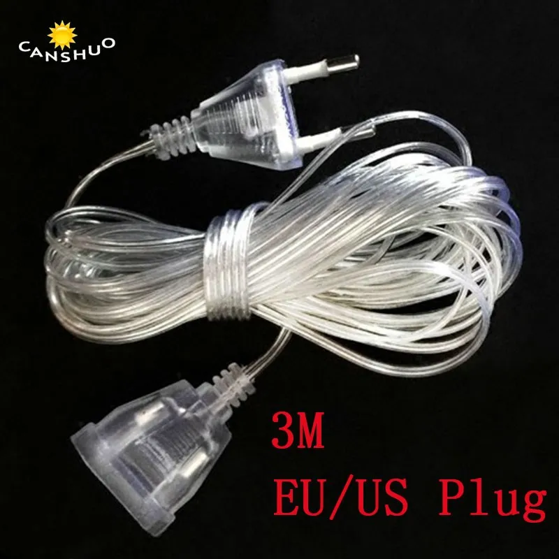 3m Extension cord 10 м, 20 м, 30 м, 50 м, 100 м, светодиодный водонепроницаемый фонарь для улицы, 220 В/110 В, Рождественская гирлянда, вечерние, свадебные, праздничные украшения - Испускаемый цвет: 3m Extension cord