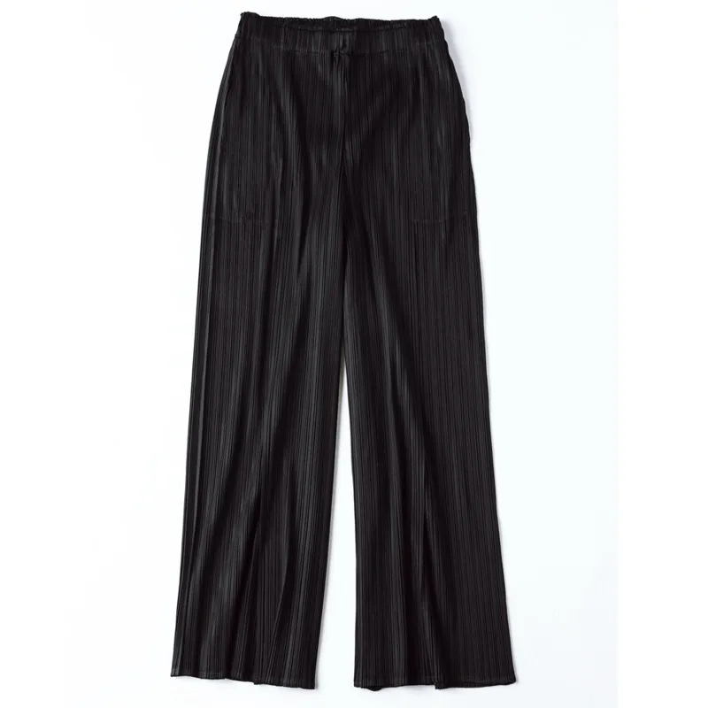 

LANMREM autumn new pleated wide leg pants female 2020 high waist vent bottoms elastic casual pants japan style tide YJ029