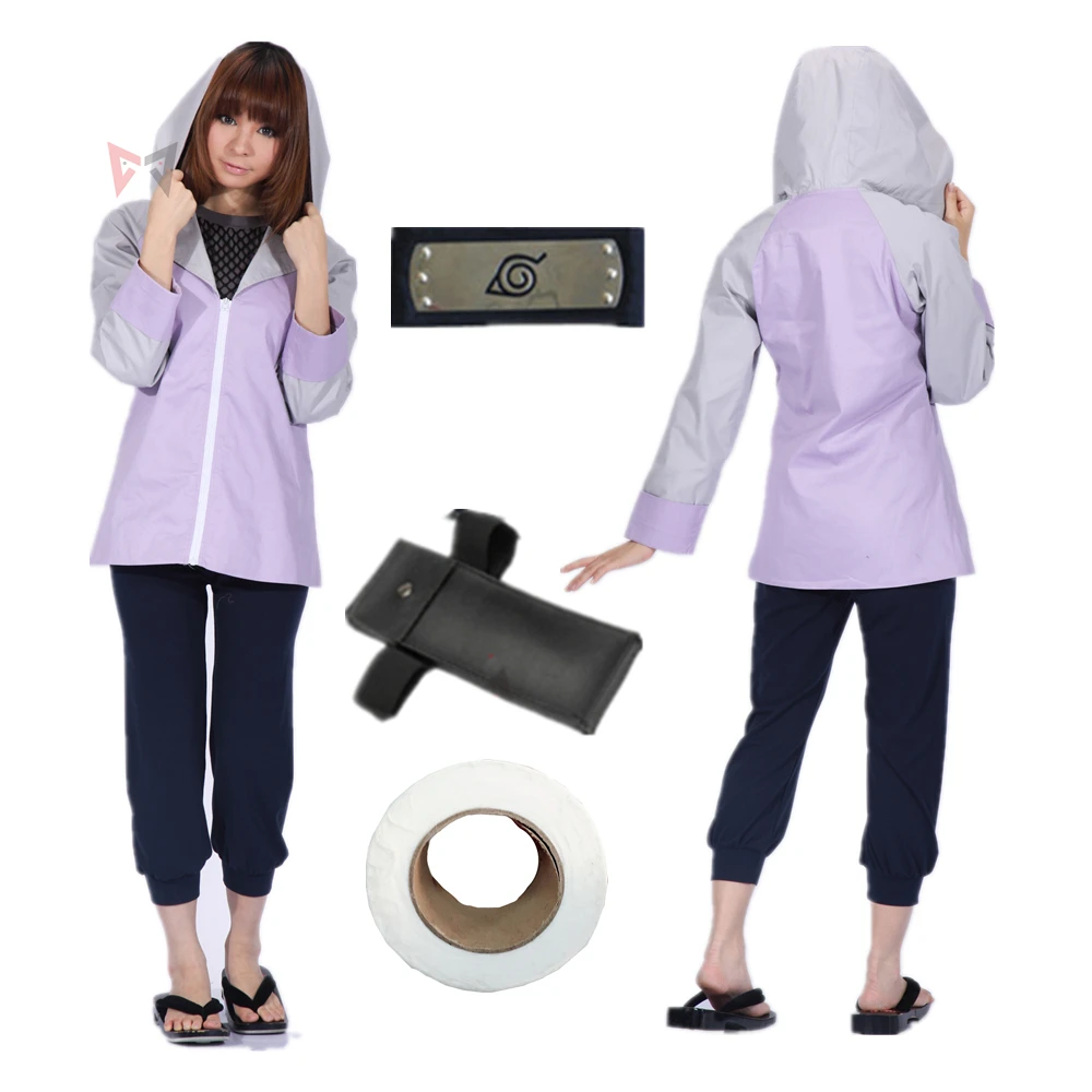 Костюм для косплея хиюга Хината из аниме пальто штаны рубашка повязка на голову