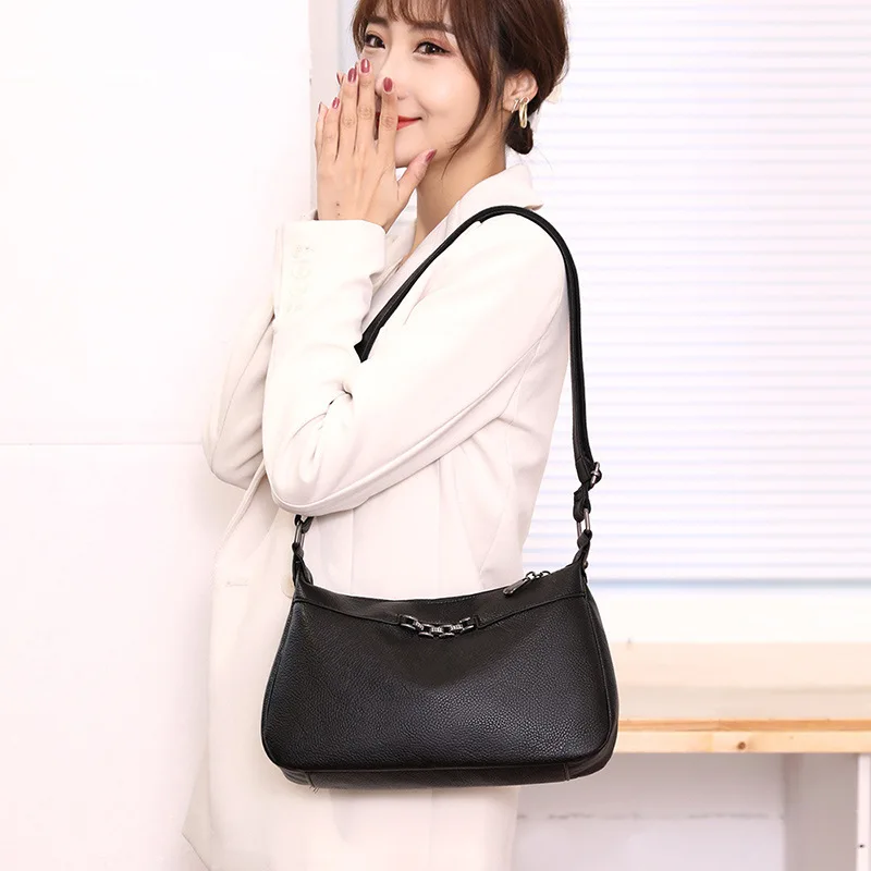 

2021 New Soft Leather bag Double Storey Women crossbody bag Casual side bags for women Large Capacity Shoulder strap handbags