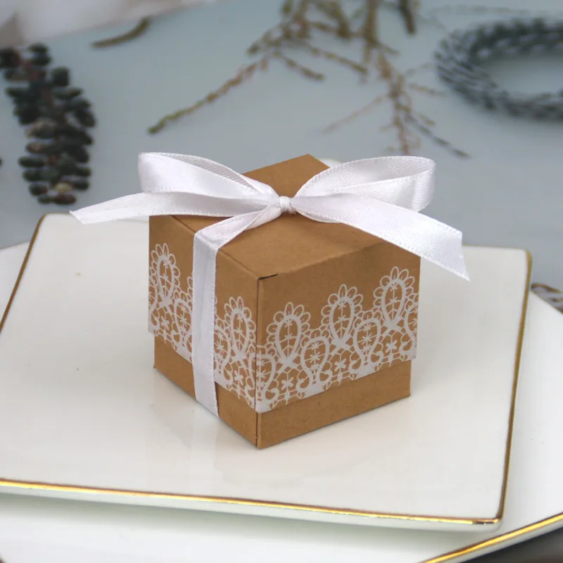

5pcs Kraft Paper Candy Box Cardboard Marbling Style Handmade DIY Favor and Gift Package Home Christmas Party Wedding Decoration