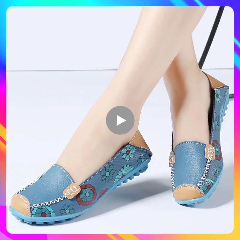 Туфли женские из натуральной кожи балетки без застежки плоская подошва лоферы