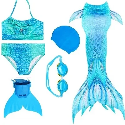 Blue 06 set 2 Хвост русалки для девочек, купальный костюм, детский Zeemeerminstaart Cola De Sirena Cauda De Sereia косплей, Костюм Русалки - Цвет: Blue 06 set 2