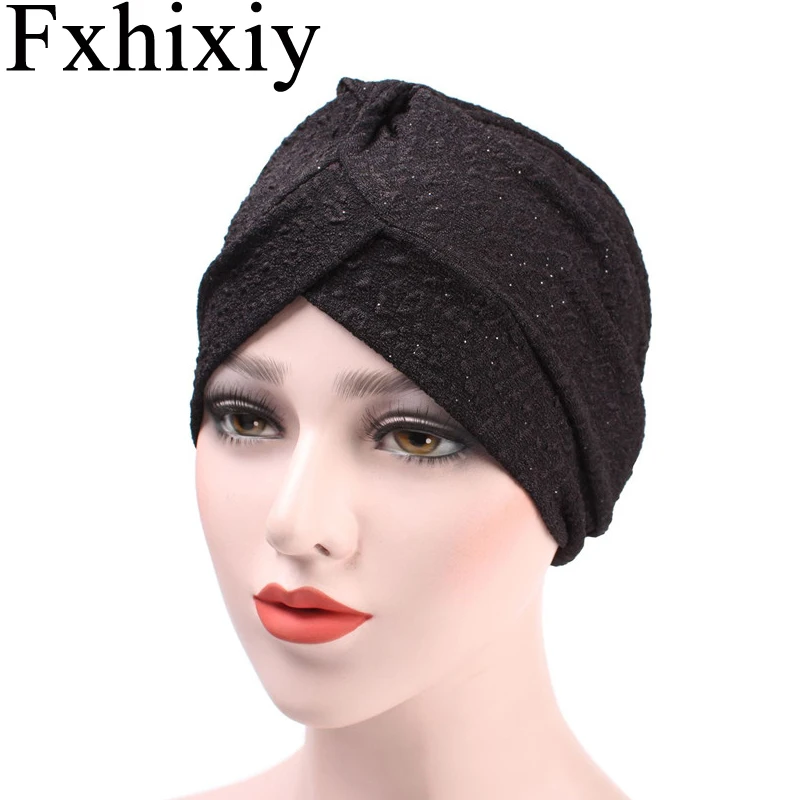 Мусульманская женская узелковая хлопковая шапка тюрбан с рюшами шапочка при