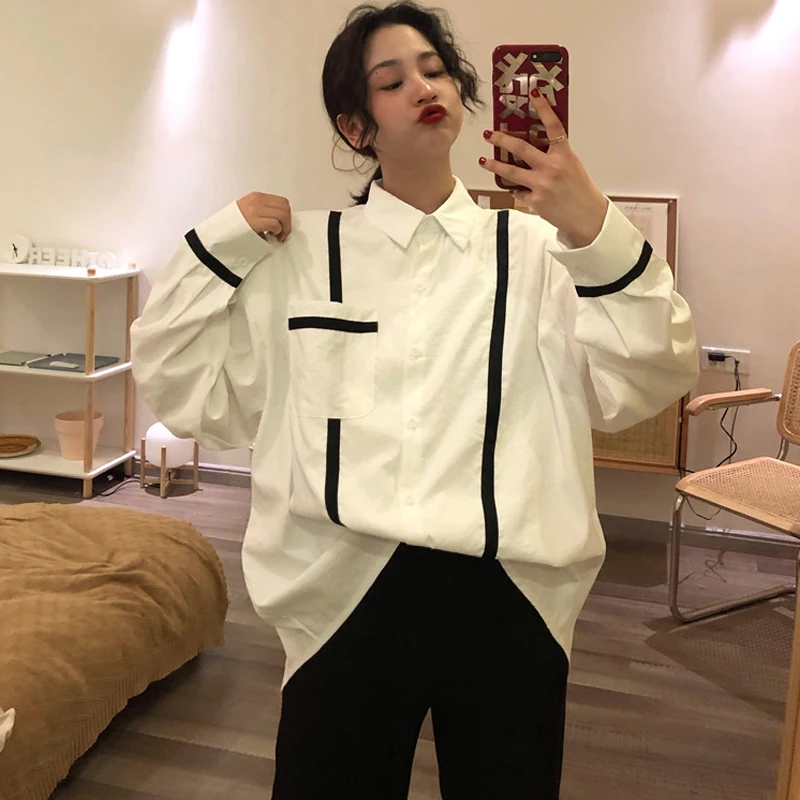 Женская одежда модный бренд весна осень новый Белый blusas mujer de moda корейский стиль