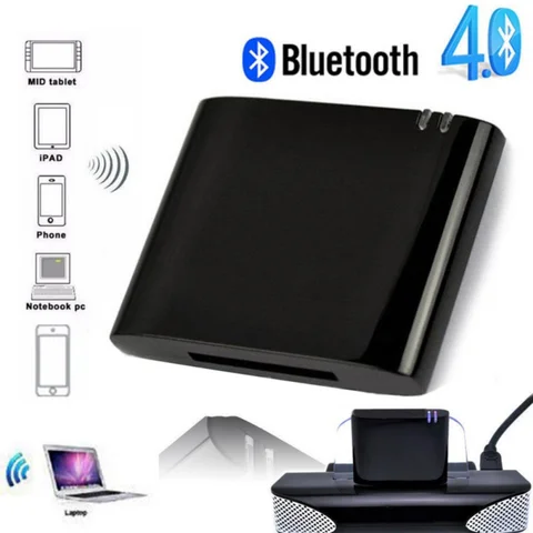Беспроводной Bluetooth-адаптер Lanpice, стерео Bluetooth 4,1, музыкальный приемник, аудиоадаптер для iPhone, iPod, 30-контактный, док-динамик