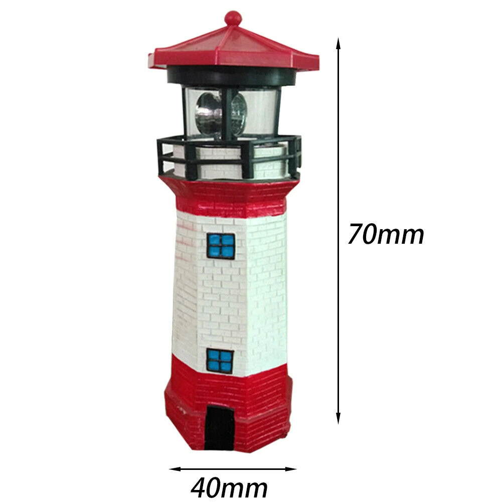 

Large Solar Powered Lighthouse Rotating LED Bulb Garden Ornament Patio Beacon Tower Light