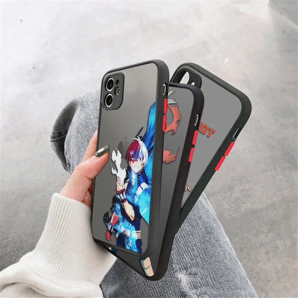 

My Hero Academia Coque For iPhone 11 Pro 12 7 8 Plus XS Max Skin Feeling Scrub Phone Case XR X 6 6S SE2020 Anime Shockproof Capa