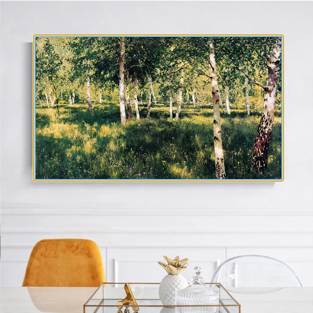 Citon Levitan Isaak Iliich Birch Grow Canvas холст картина маслом постер современный настенный Декор