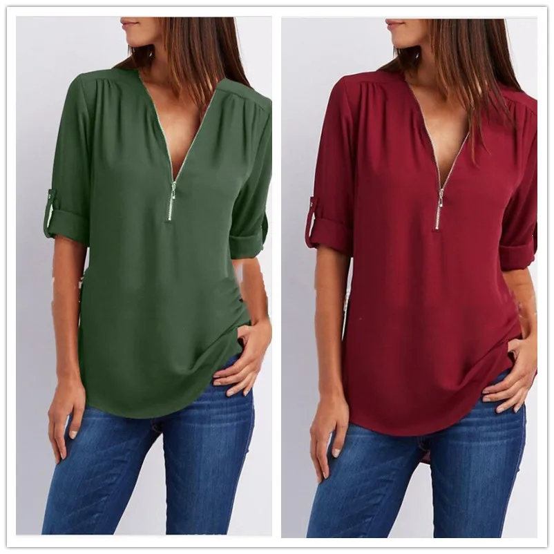 

4xl 5xl топ 2020 размера плюс для женщин, сексуальные топы, повседневный и уличный стиль; Обувь с Половина рукава блузка с v-образным вырезом, Своб...