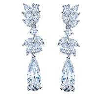 bettyue shining white zircon flower stud earrings for women rose gold cz earring water fashion dainty jewelry