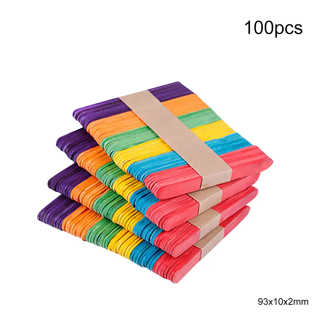 

100pcs Colorful Wooden Sticks Handicraft Building Model DIY Multi-color Wood Sticks