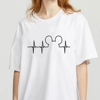 hipster t shirt female cat heartbeat print tshirt harajuku short sleeve graphic tshirt round neck summer women tee shirt