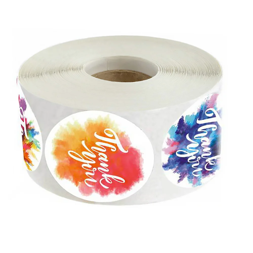 

1 Roll/500pcs Thank You Tag Stickers Decorative Gift Package Sealing Decals