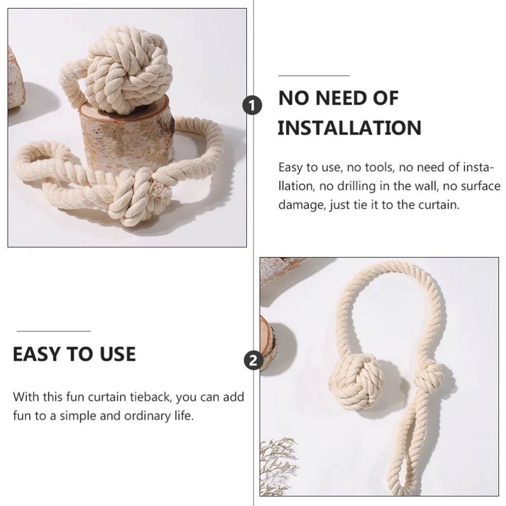 

2pcs Bohemian Style Tieback Solid Color Decorative Drapery Curtain Tie Rope Bedroom Living Room Home Supplies Wall Mat