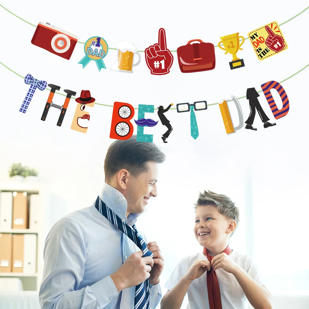 

Father's Birthday Party Decorations The Best Dad Hanging Banners Happy Father's Day Party Supplies