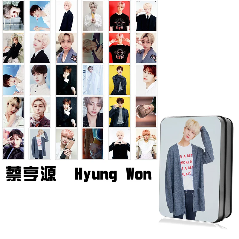 Hyung Won Kpop MONSTA X Shownu Won Ho Kihyun I.M Minhyuk фотография Поляроида Lomo карты Мода MONSTA X вентиляторы подарки металлический ящик 30 шт. карты - Цвет: Hyung Won