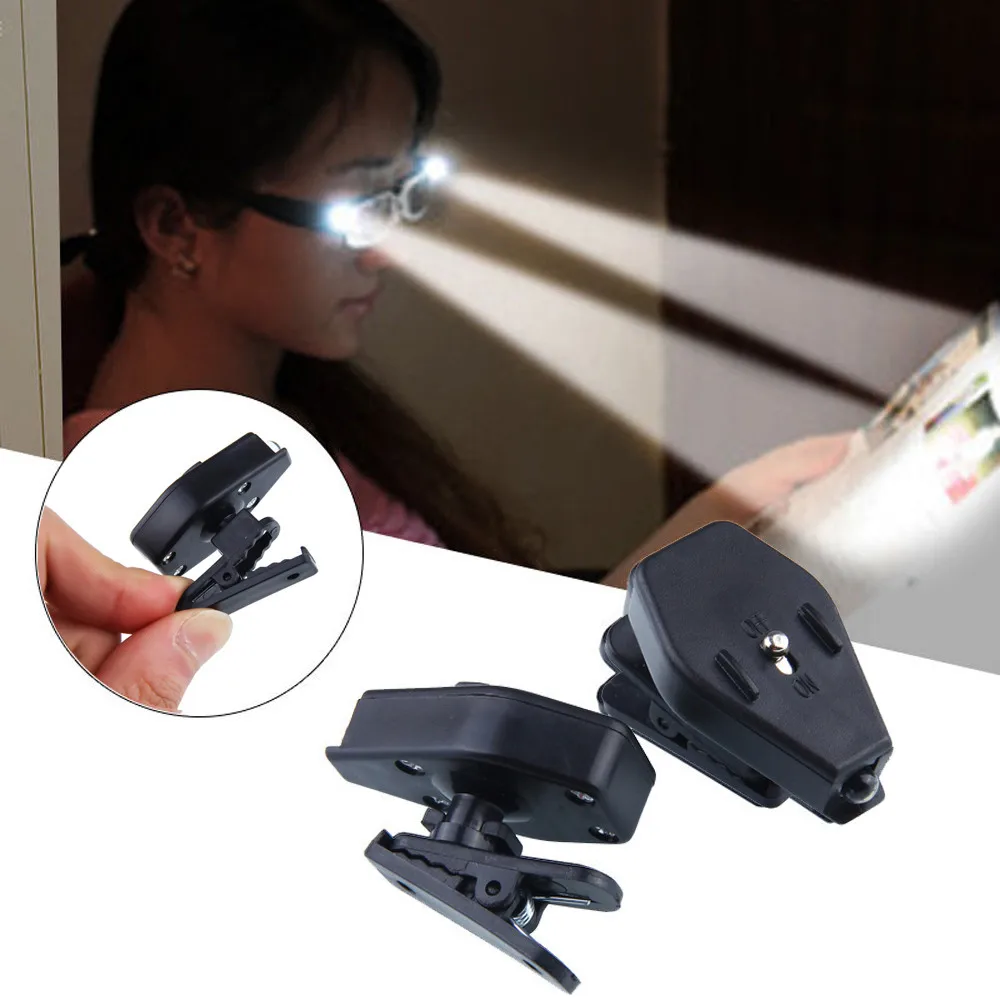 

2PC Mini Reading Light Glasses Reading Lamp Eyeglass Clip Lantern Adjustable Universal Eyeglasses Lamp Book Reading Lights