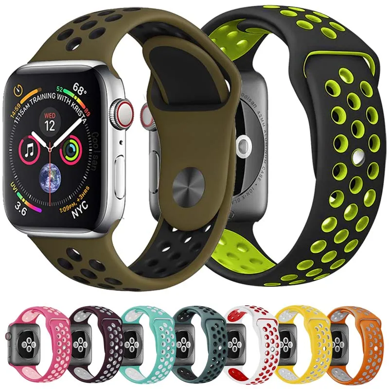 Дышащий ремешок для часов apple watch 42 мм 44 мм адаптер для часов браслет 40 мм 38 мм ремешок для iWatch apple watch 4 3 2 1