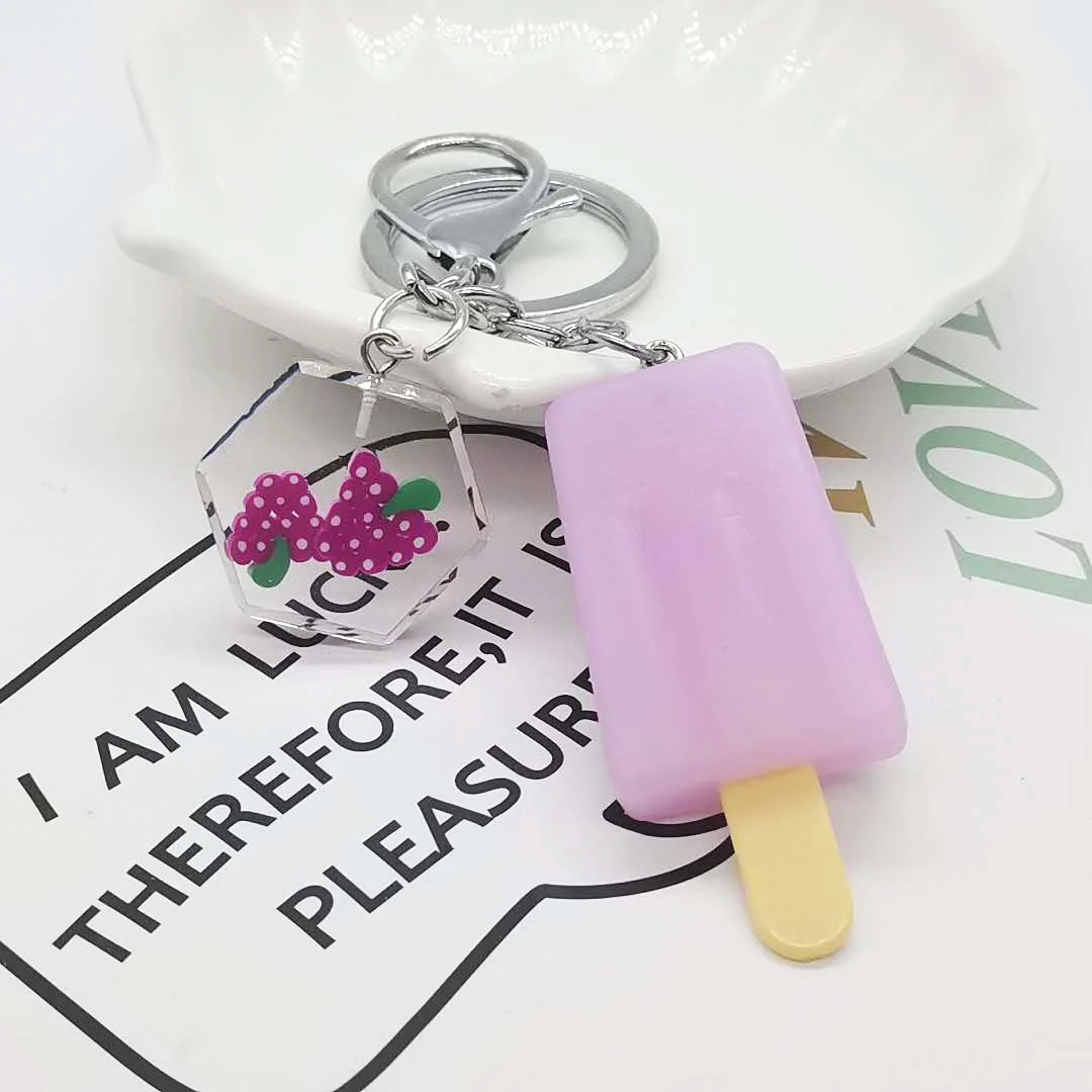 

Creative Popsicle Shape Keychain Pendant Simulation Food Fruit Ice Cream Bag Ornament Summer Gift