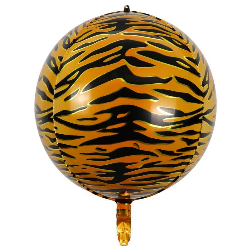 22 inch 4D aluminum film balloon tiger pattern leopard animal round foil party decoration | Дом и сад