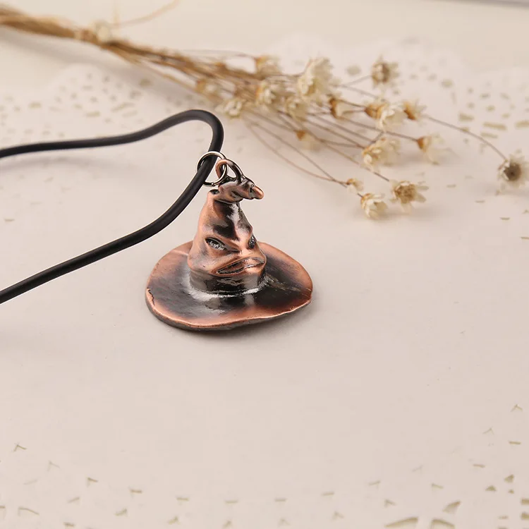 

New Movie Logo 3D Porter Series Magic Hat Snitch Time Hourglass Pendant Necklace Enthusiast Gift Leather Necklace Jewelry