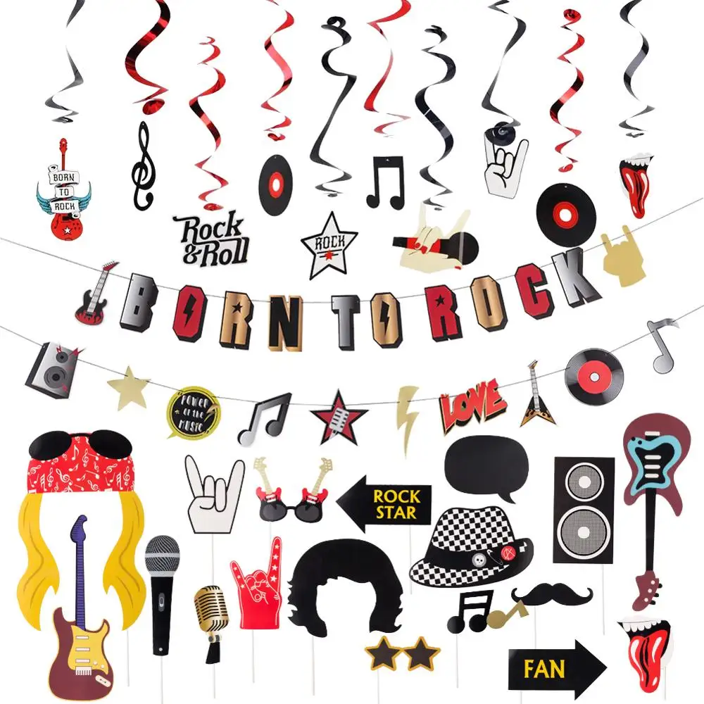 Висячий Топпер для торта Rock Music тематическая вечеринка на день рождения гирлянда