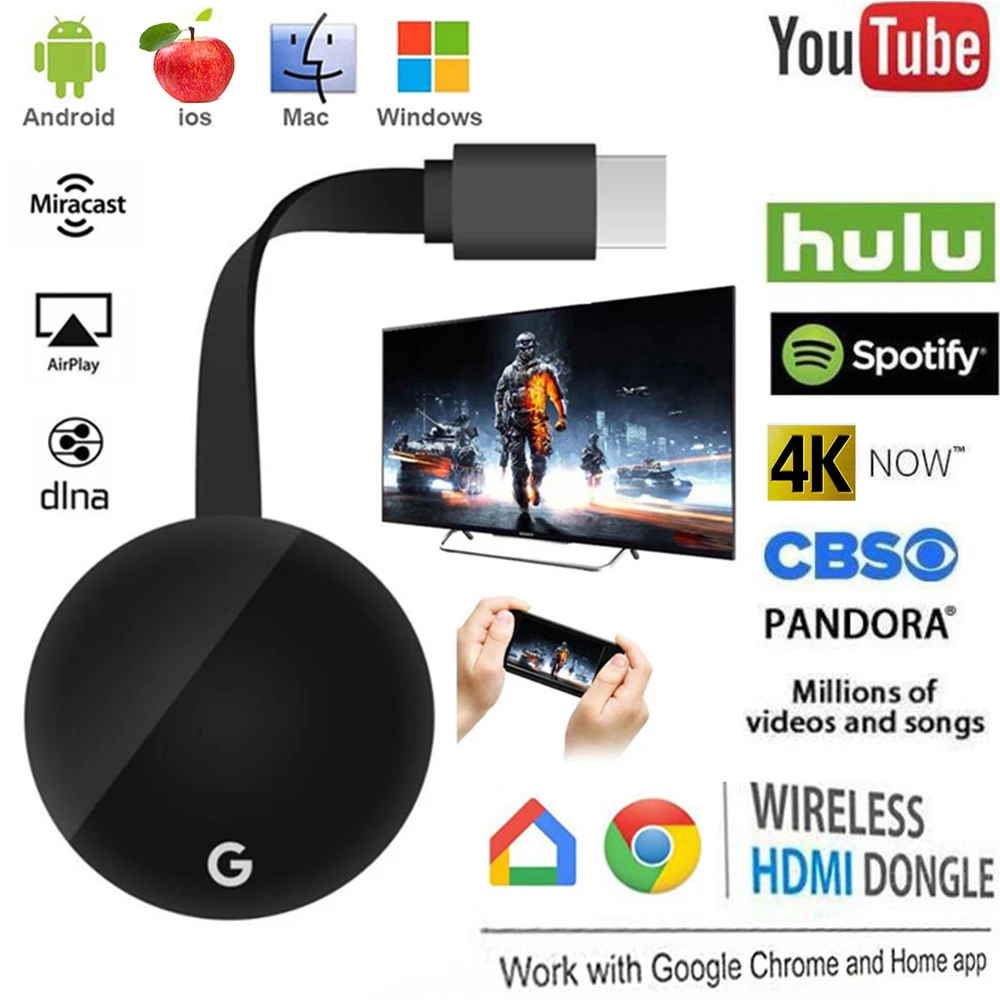 

5G tv stick 4K Wireless wifi HDMI display for chromecast 3 2 miracast airplay DLNA dongle anycast for Google home chrome