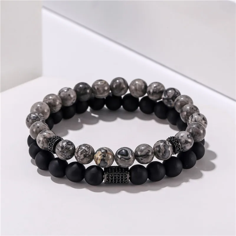 Набор браслетов для мужчин и женщин крутые ювелирные украшения с натуральным