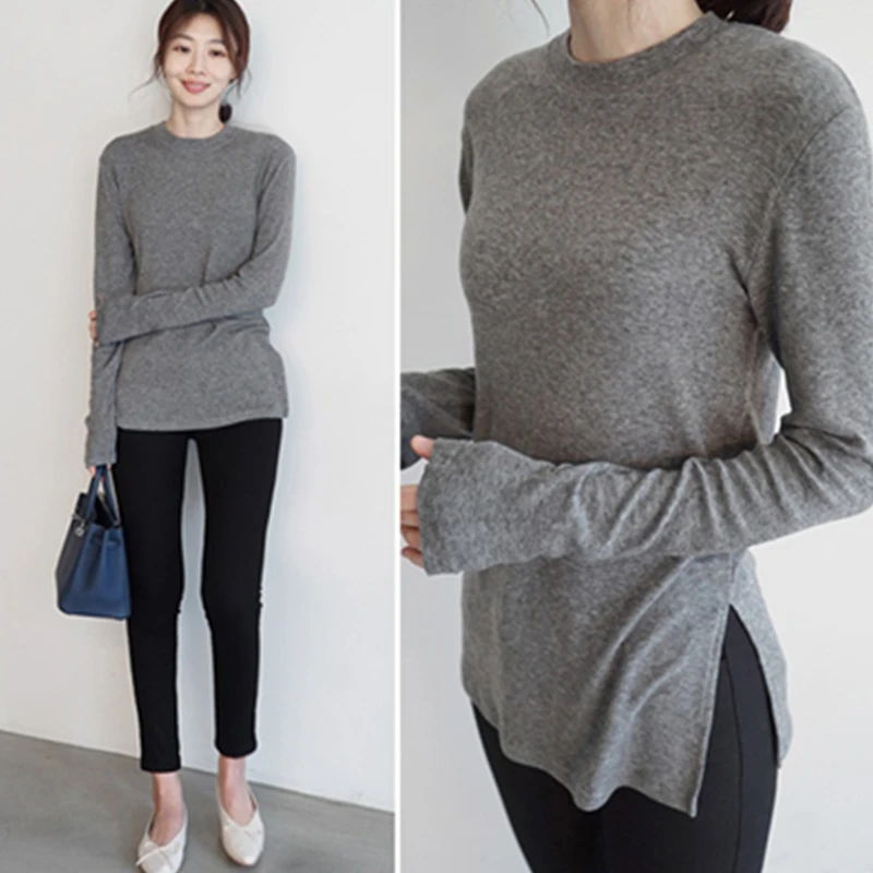 

New Spring Top Sexy T Shirt Women Elasticity T-Shirt Korean Style Tee Woman Clothes Slim Tshirt Female Skinny Long Sleeve Tops