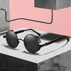 Солнцезащитные очки МужскиеЖенские HOOBAN, классические круглые очки в стиле стимпанк, ретро, готические, для вождения, UV400