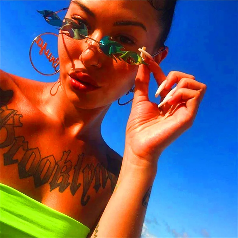 Мужские и женские солнцезащитные очки без оправы роскошные трендовые в