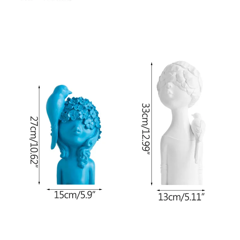 

Abstract Sculpture Flower Girl With Bird Home Decoration Ornaments Resin Figurine Crafts Office Desk Decor TV Cabinet Decoration