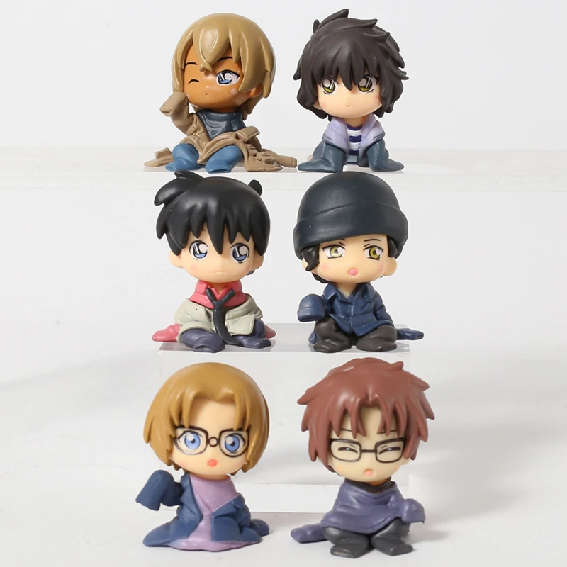 

6pcs/set Detective Conan Figures Conan Bourbon Furuya Rei Sherry Haibara Heiji Gin Model Toys Children Gift