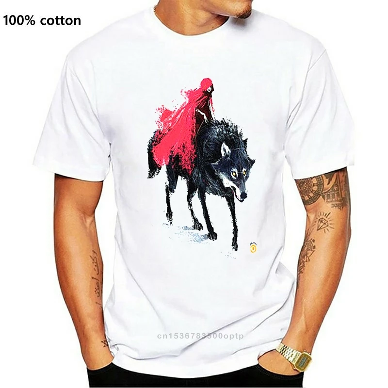 

Новинка 2021, лидер продаж для мужчин, футболка с маленьким красным капюшоном для верховой езды, с большим волком, страшными животными, дикой с...