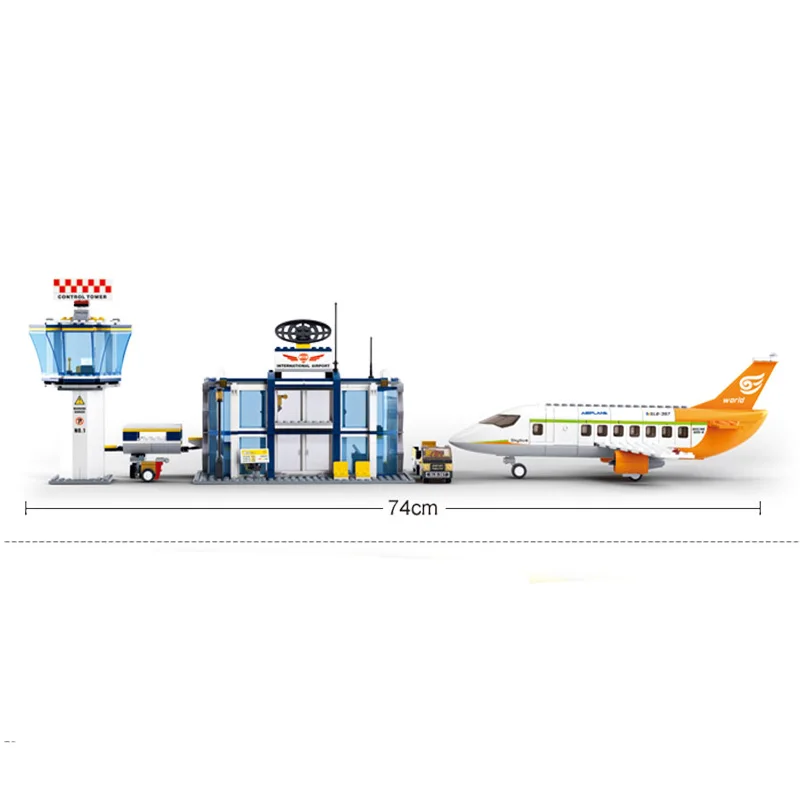 

City Aviation Cargo Plane Airport Airbus Airplane Control Tower DIY Building Blocks Toy Set Doll For Kids Education Gifts
