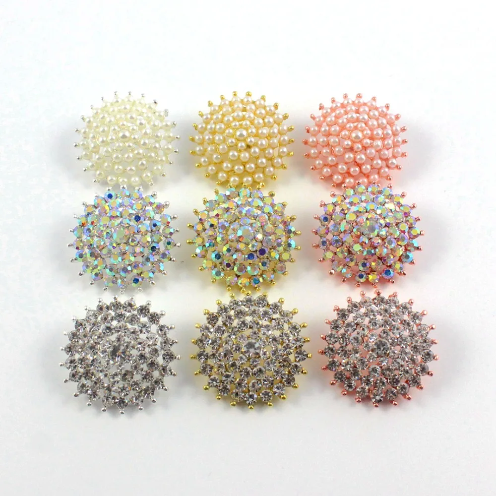 25 мм круглые стразы пуговицы жемчуг кристалл AB Бриллиантовая пуговица DIY одежды лошадь browbands розовое золото серебро бронза центральная часть