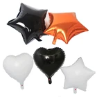 Декоративный воздушный шар на Хэллоуин, 5 шт., 18 дюймов, черный, белый, оранжевый, пятиконечная звезда, в форме сердца, алюминиевая пленка, воздушный шар из водорода
