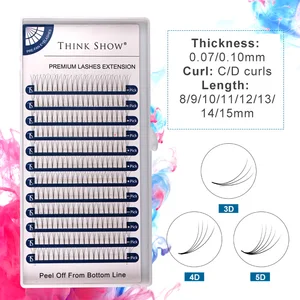 3D4D5DГотовые объемные вееры для наращивания ресниц, готовые объемные ресницы с тепловым соединением, Короткие русские Объемные Накладные ресницы из искусственной норки