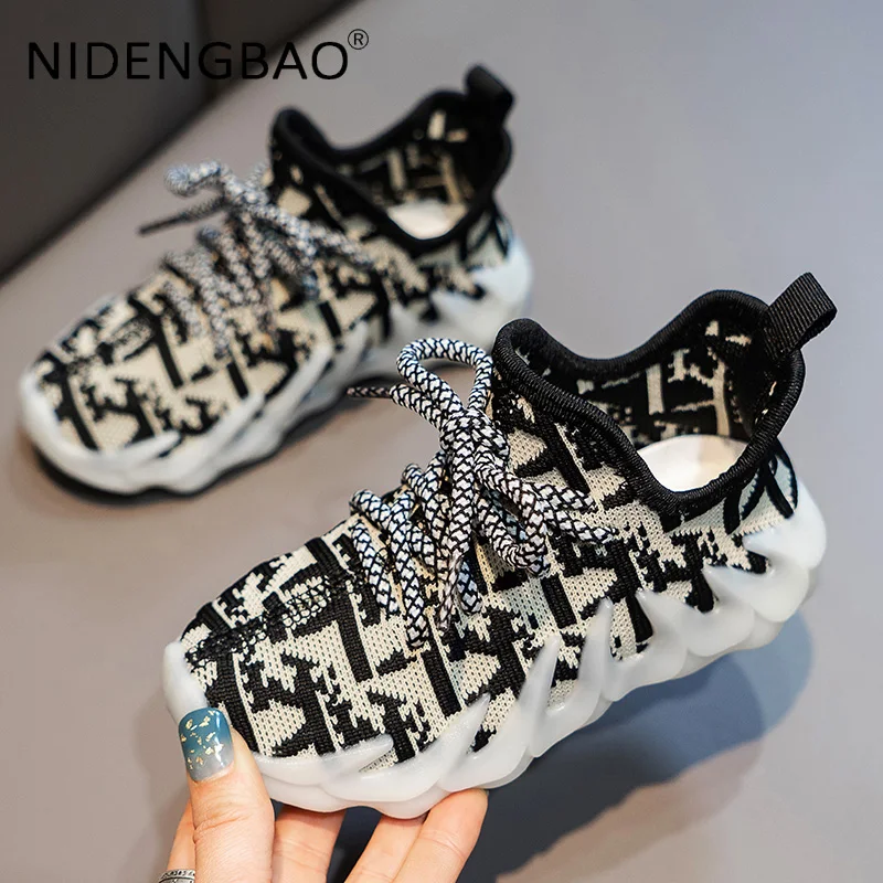 2021 Kids Shoes Boys Child Sneakers Fashion Girls Toddler Soft Bottom Non Slip Mesh Breathable Comfortable Children Sports Shoes